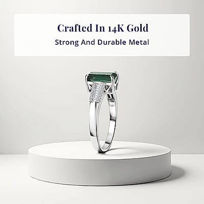 Luxoro AAA Pirineu Lagoon Tourmaline, Diamond Ring in 14K White Gold 2.10 ctw (Size 9.0)