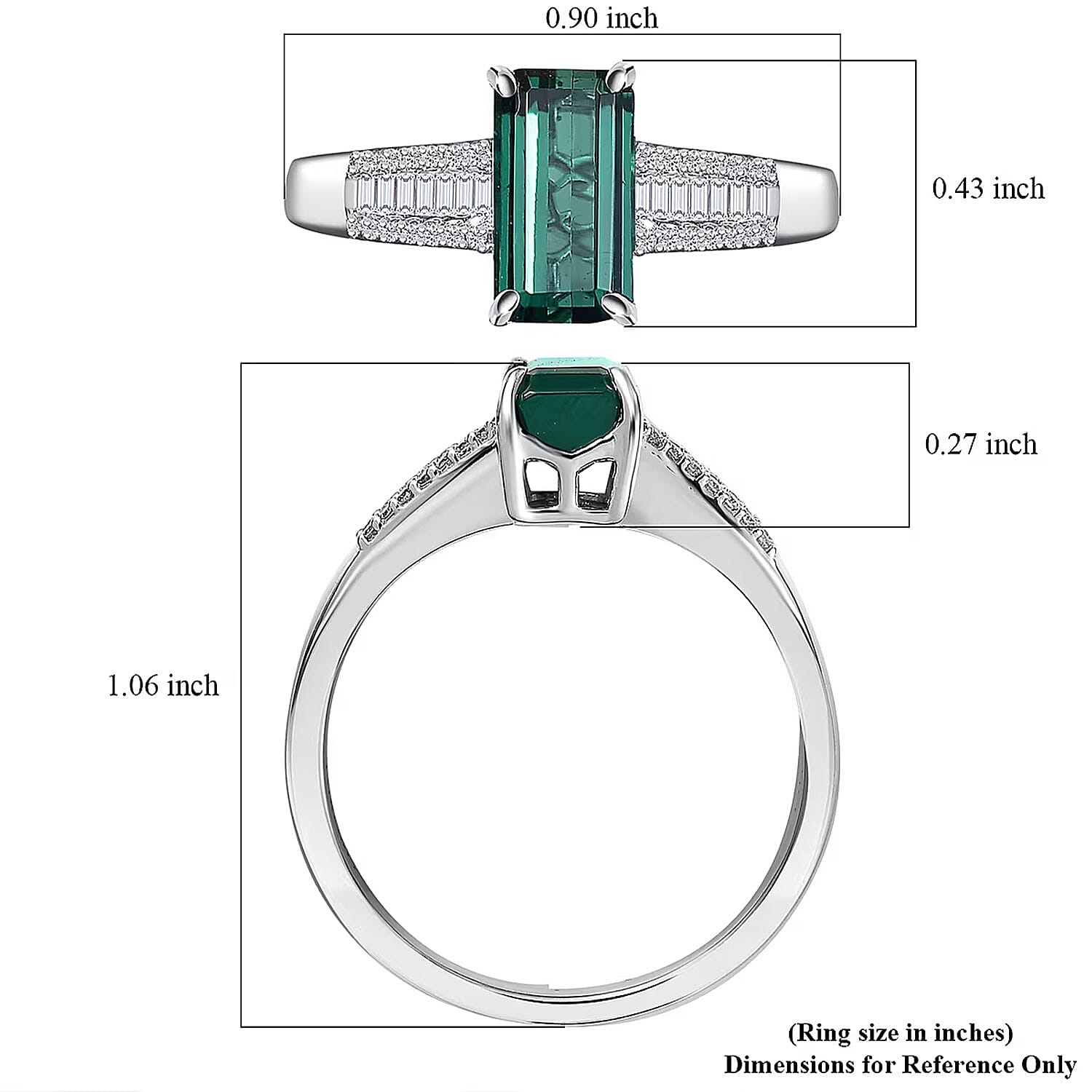 Luxoro AAA Pirineu Lagoon Tourmaline, Diamond Ring in 14K White Gold 2.10 ctw (Size 9.0)