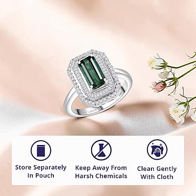 Luxoro AAA Pirineu Lagoon Tourmaline, Diamond Ring in 14K White Gold 2.10 ctw (Size 11.0)