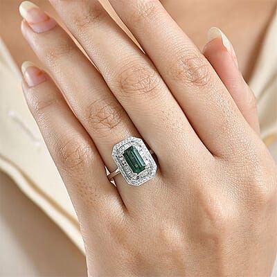 Luxoro AAA Pirineu Lagoon Tourmaline, Diamond Ring in 14K White Gold 2.10 ctw (Size 12.0)