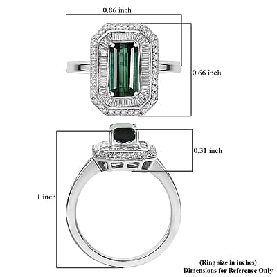 Luxoro AAA Pirineu Lagoon Tourmaline, Diamond Ring in 14K White Gold 2.10 ctw (Size 5.0)