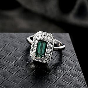 Luxoro AAA Pirineu Lagoon Tourmaline, Diamond Ring in 14K White Gold 2.10 ctw (Size 7.0)