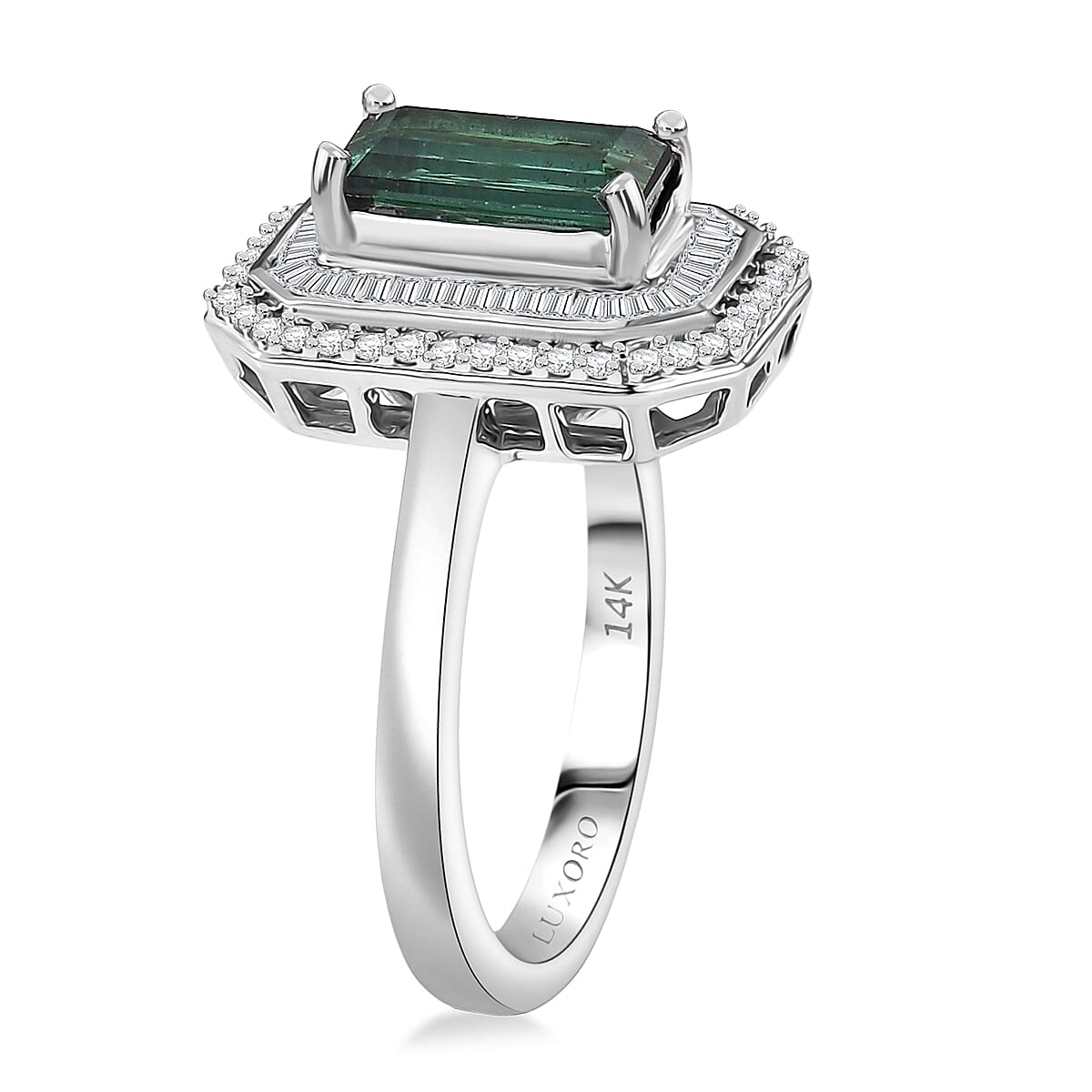 Luxoro AAA Pirineu Lagoon Tourmaline and Diamond I2 2.10 ctw Ring in 14K White Gold (Size 7.0) 4.80 Grams image number 3