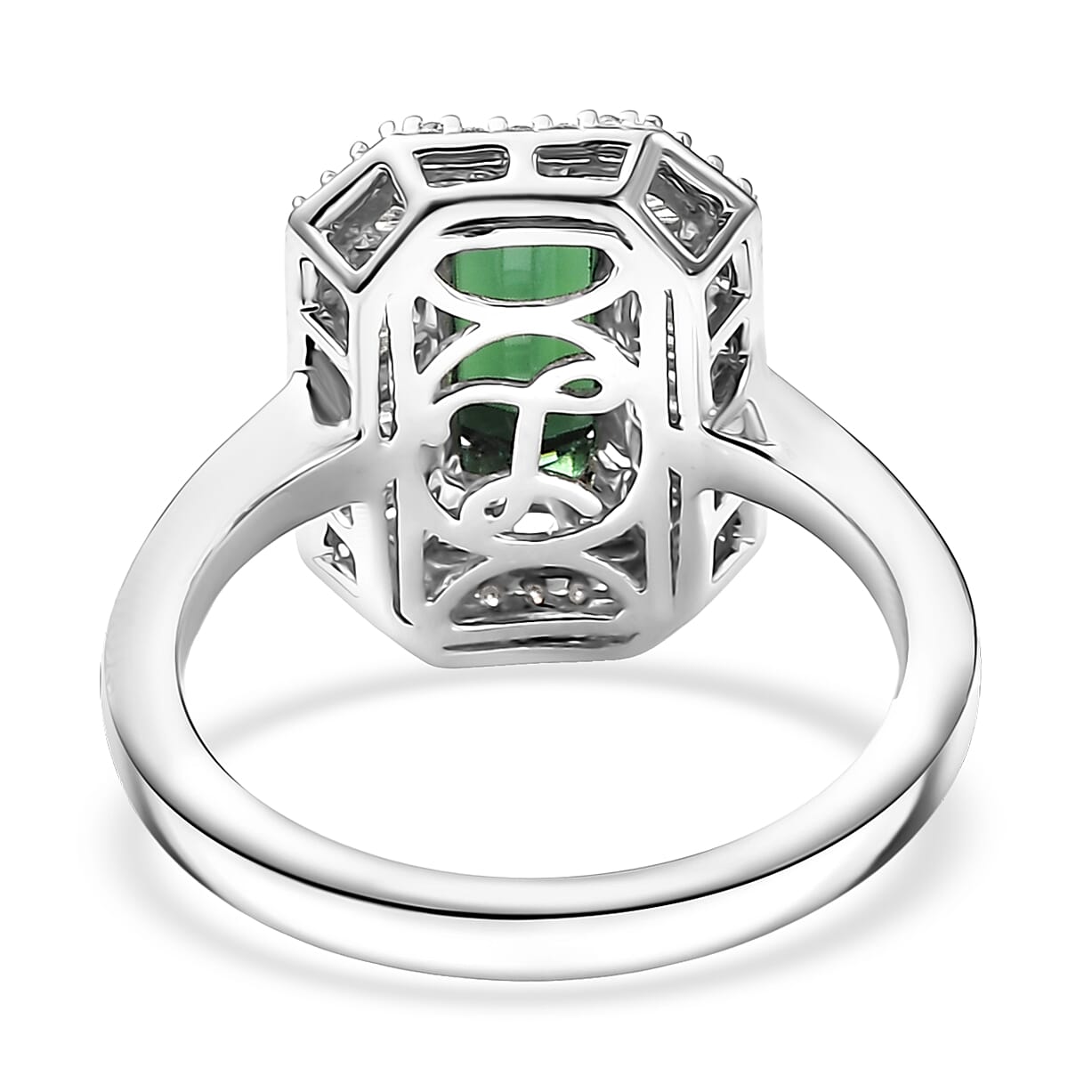 Luxoro AAA Pirineu Lagoon Tourmaline and Diamond I2 2.10 ctw Ring in 14K White Gold (Size 7.0) 4.80 Grams image number 4