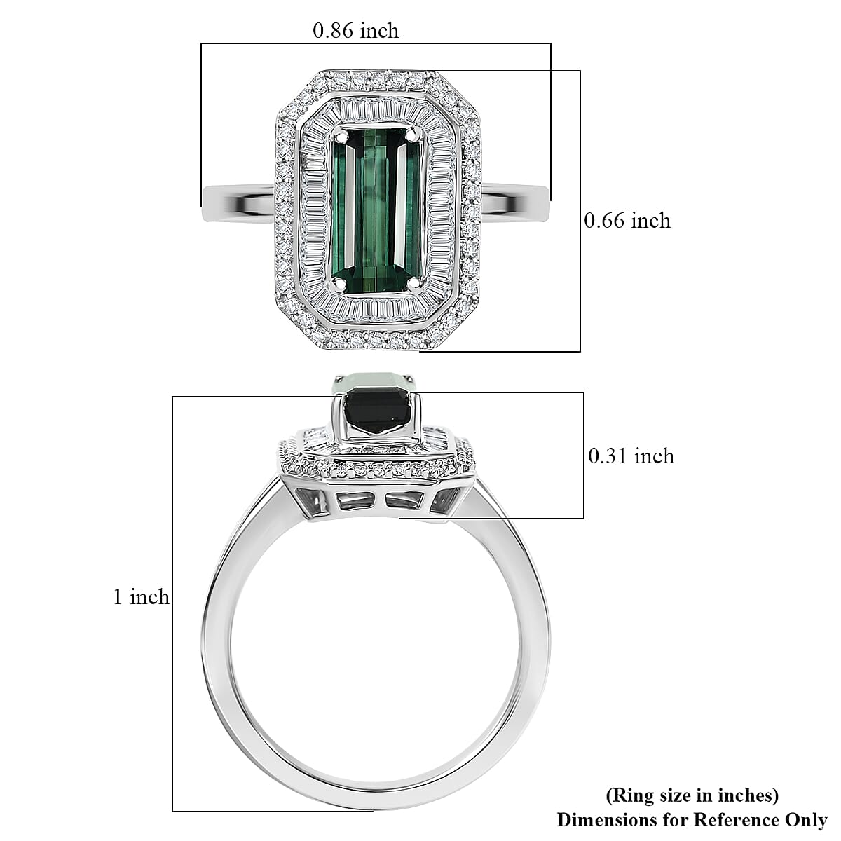 Luxoro AAA Pirineu Lagoon Tourmaline and Diamond I2 2.10 ctw Ring in 14K White Gold (Size 7.0) 4.80 Grams image number 5