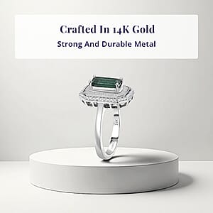 Luxoro AAA Pirineu Lagoon Tourmaline, Diamond Ring in 14K White Gold 2.10 ctw (Size 9.5)