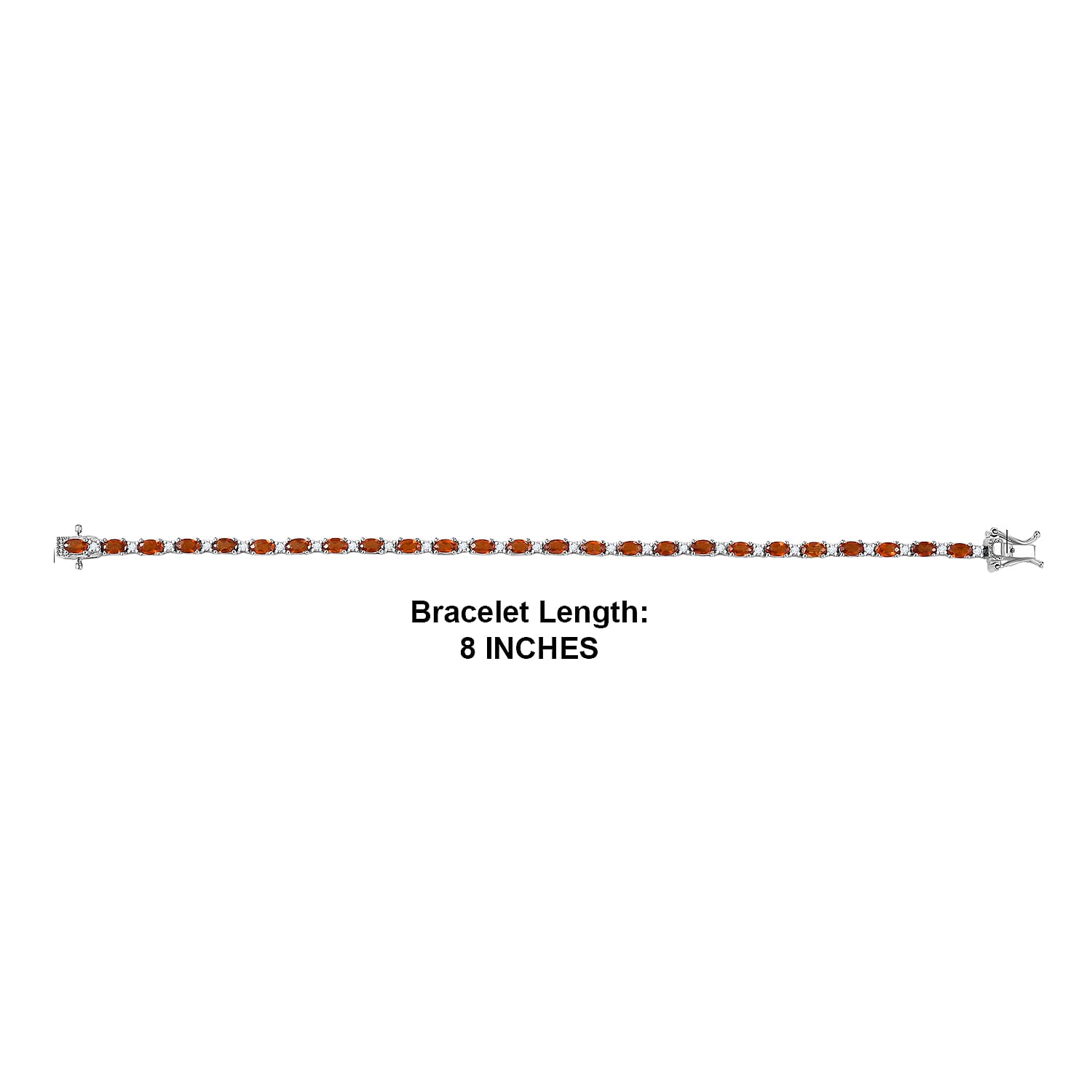 D'Joy Premium Ratnapura Hessonite Garnet and White Zircon 8.00 ctw Bracelet in Rhodium Over Sterling Silver (7.50 In)