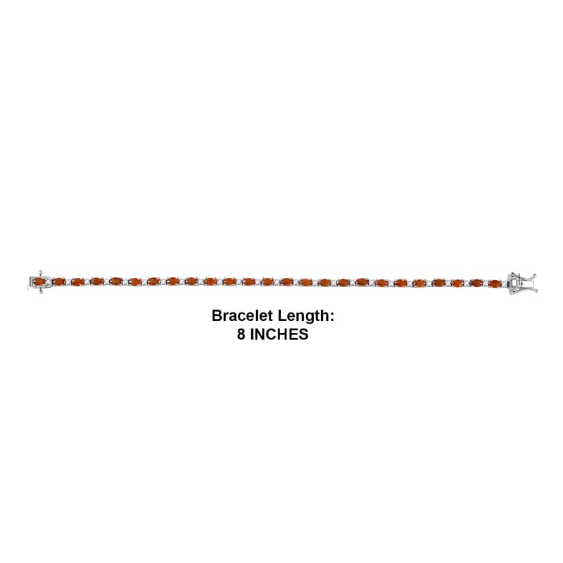 D'Joy Premium Ratnapura Hessonite Garnet and White Zircon 8.00 ctw Bracelet in Rhodium Over Sterling Silver (7.50 In)