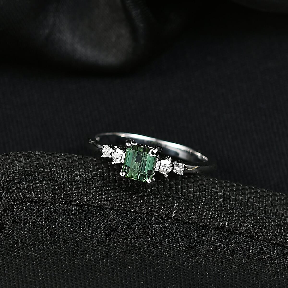 D'Joy Premium Mint Tourmaline and Diamond 1.00 ctw Ring in Rhodium Over Sterling Silver (Size 6.0) image number 1