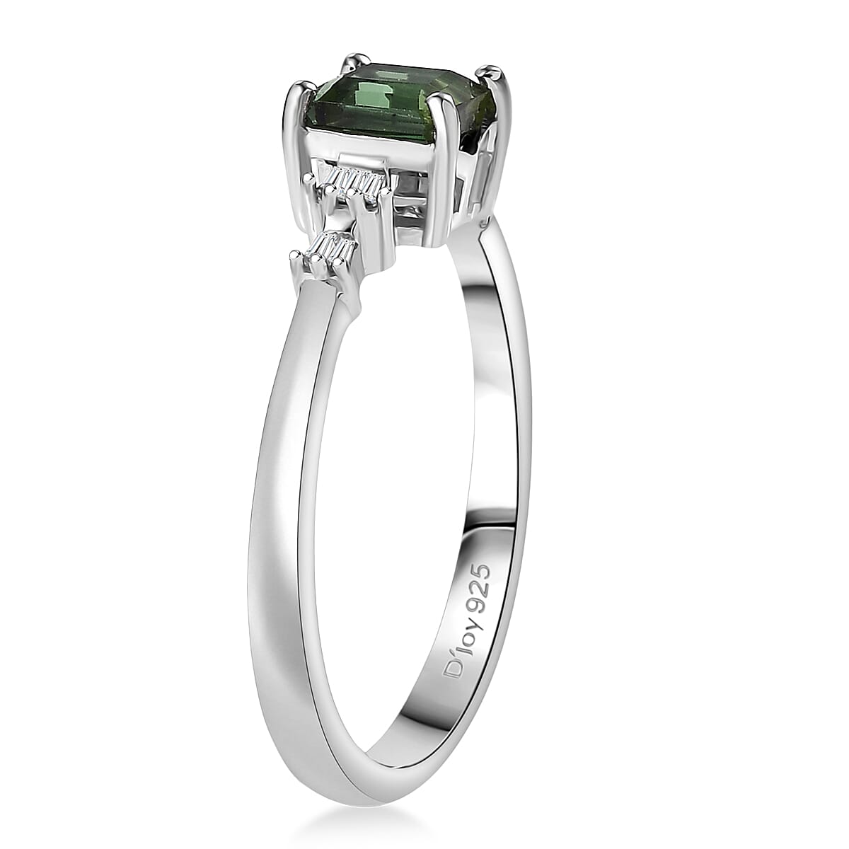 D'Joy Premium Mint Tourmaline and Diamond 1.00 ctw Ring in Rhodium Over Sterling Silver (Size 6.0) image number 3