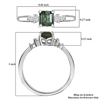 D'Joy Arquiana Mint Tourmaline, Diamond Ring in Rhodium Over Sterling Silver 1.00 ctw (Size 7.0)
