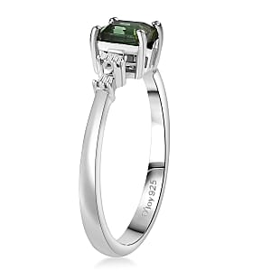 D'Joy Arquiana Mint Tourmaline, Diamond Ring in Rhodium Over Sterling Silver 1.00 ctw (Size 9.0)