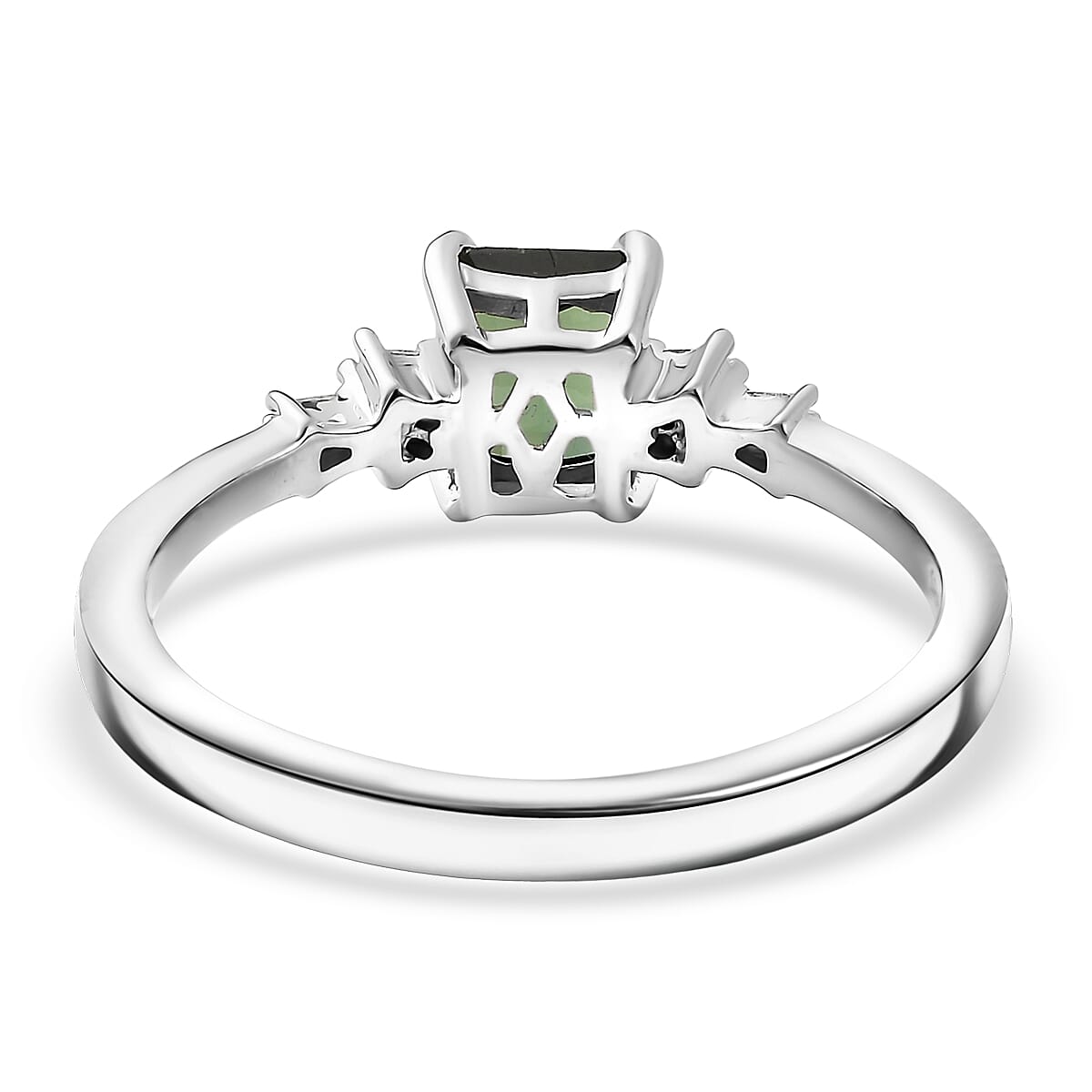 D'Joy Arquiana Mint Tourmaline, Diamond Ring in Rhodium Over Sterling Silver 1.00 ctw (Size 9.0) image number 4