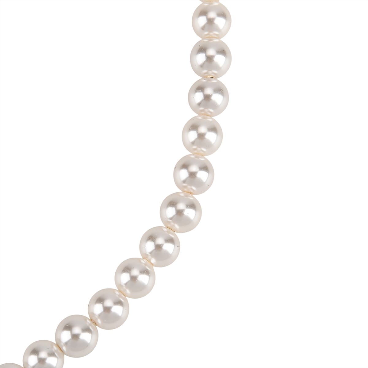 White Shell Pearl Drop Necklace in Stainless Steel 20 Inches image number 4