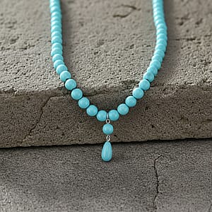 Sleeping Beauty Color Shell Pearl Drop Necklace in Stainless Steel 20 Inches