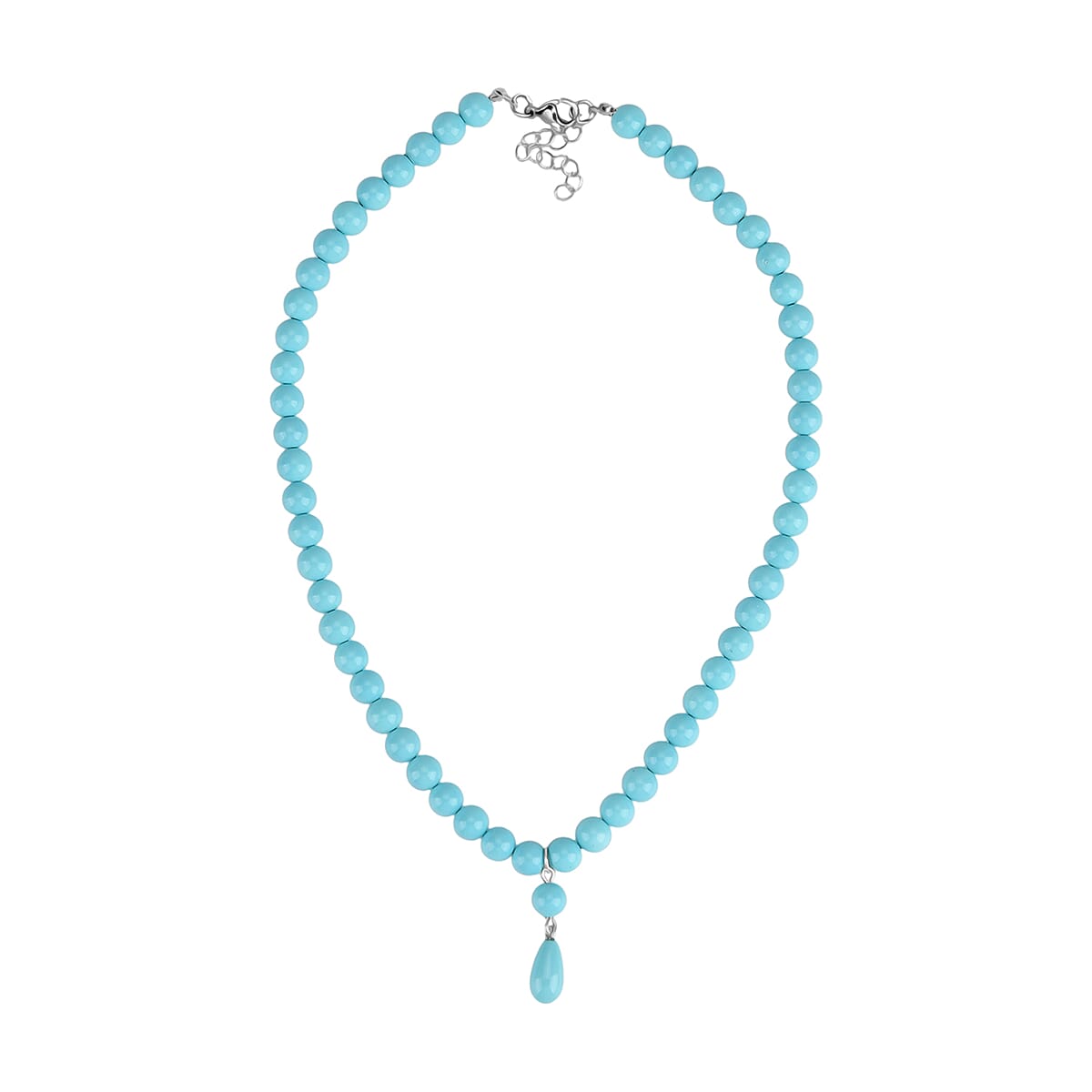 Sleeping Beauty Color Shell Pearl Drop Necklace in Stainless Steel 20 Inches image number 3