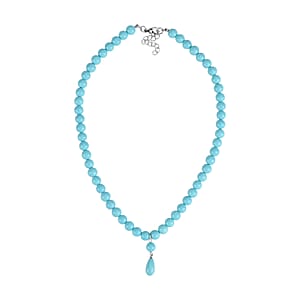 Sleeping Beauty Color Shell Pearl Drop Necklace in Stainless Steel 20 Inches