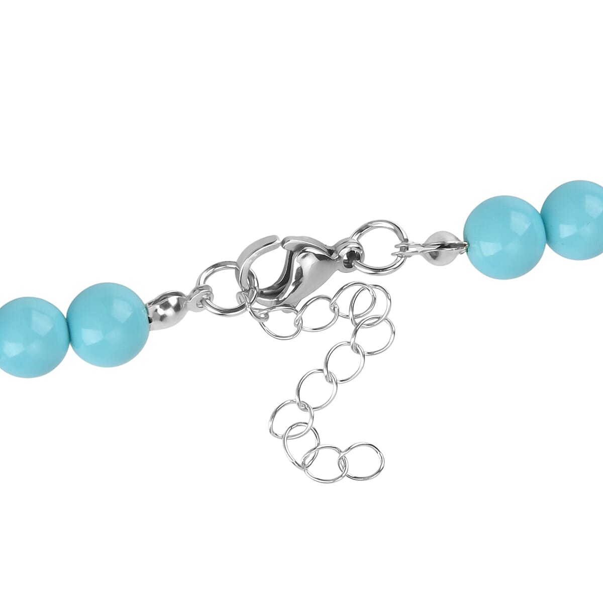 Sleeping Beauty Color Shell Pearl Drop Necklace in Stainless Steel 20 Inches image number 5