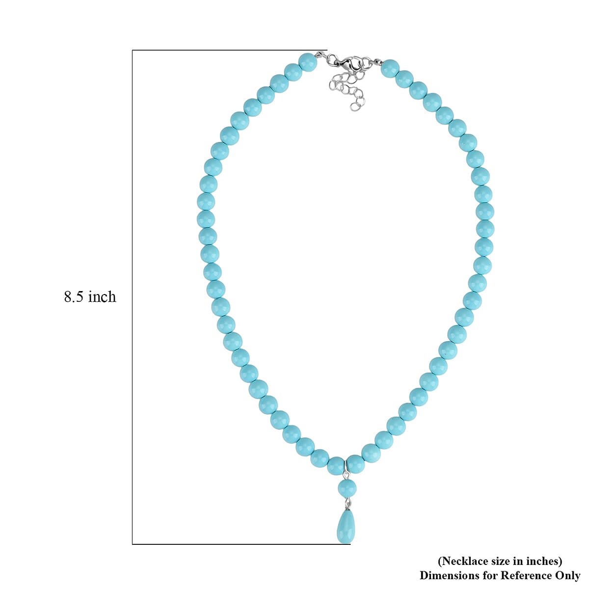 Sleeping Beauty Color Shell Pearl Drop Necklace in Stainless Steel 20 Inches image number 6