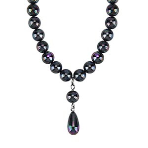 Peacock Color Shell Pearl Drop Necklace in Stainless Steel 20 Inches