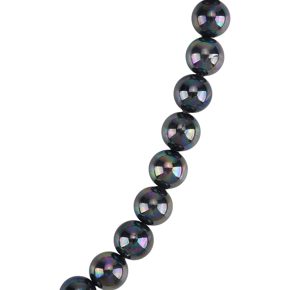 Peacock Color Shell Pearl Drop Necklace in Stainless Steel 20 Inches image number 4