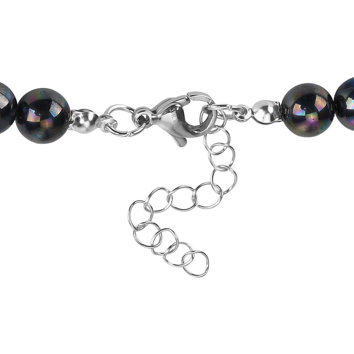 Peacock Color Shell Pearl Drop Necklace in Stainless Steel 20 Inches image number 5