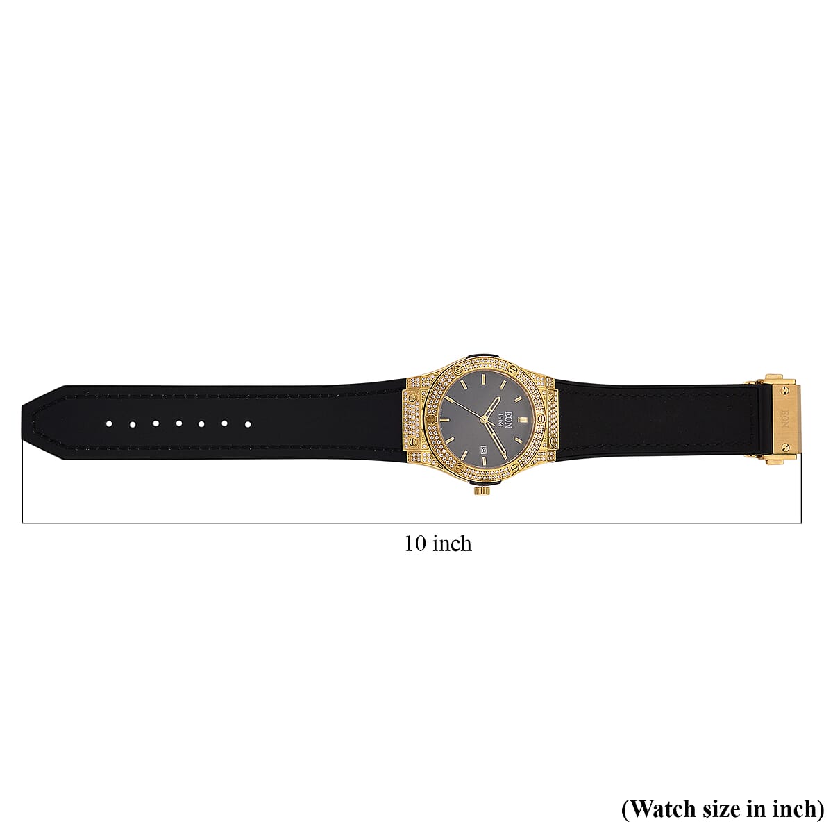 Doorbuster EON 1962 Moissanite Ronda 505 with Date Swiss Movement Watch with Leather Strap in ION Plated YG 3.00 ctw image number 8