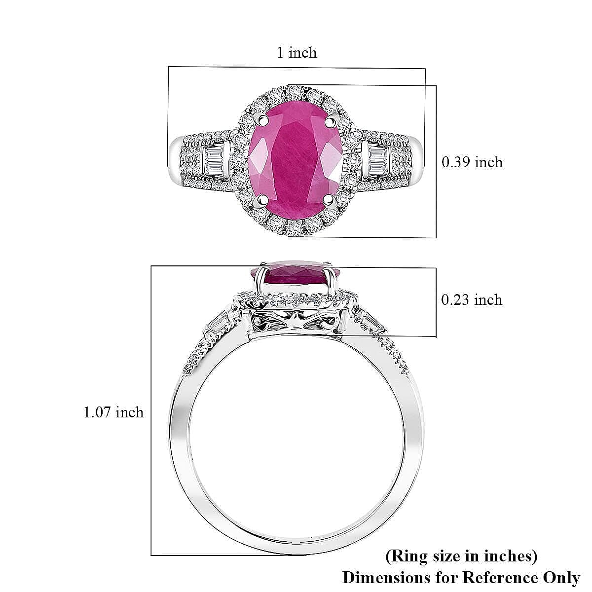 Luxoro 10K White Gold AAA Montepuez Ruby, Diamond (G-H, I2) (0.55 cts) Ring (Size 6.0) (4.29 g) 3.52 ctw image number 5