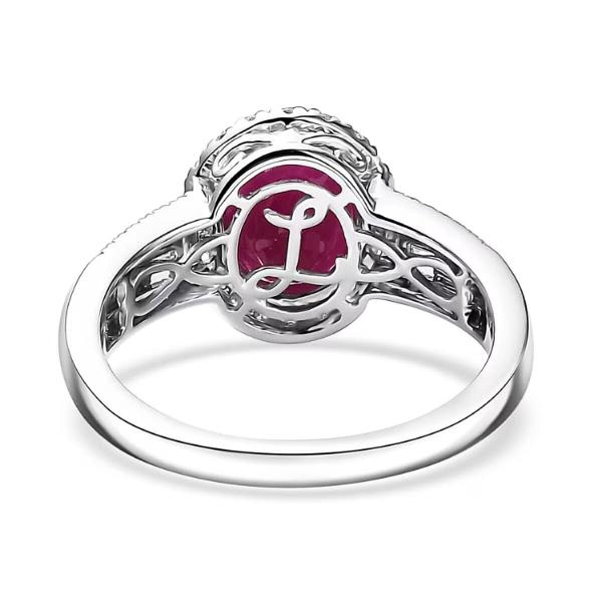 Luxoro AAA Montepuez Ruby, Diamond Halo Ring in 10K White Gold 3.50 ctw (Size 10.5) image number 6