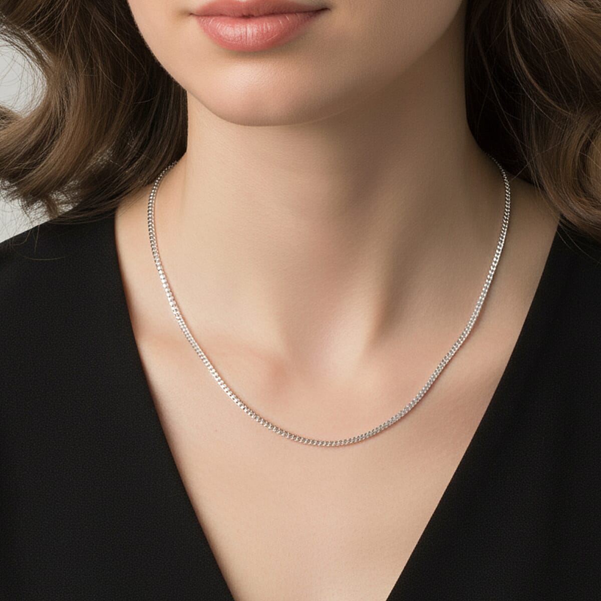 Doorbuster Flat Cuban Necklace in Sterling Silver 4.10 Grams 24 Inches image number 2