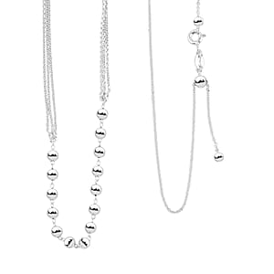 Sterling Silver Beaded Link Chain Necklace 24 Inches 4 Grams