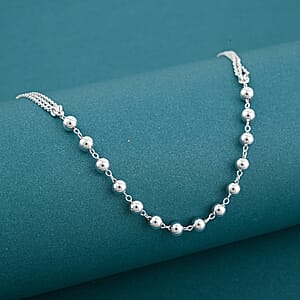 Sterling Silver Beaded Link Chain Necklace 24 Inches 4 Grams