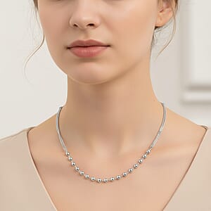 Sterling Silver Beaded Link Chain Necklace 24 Inches 4 Grams