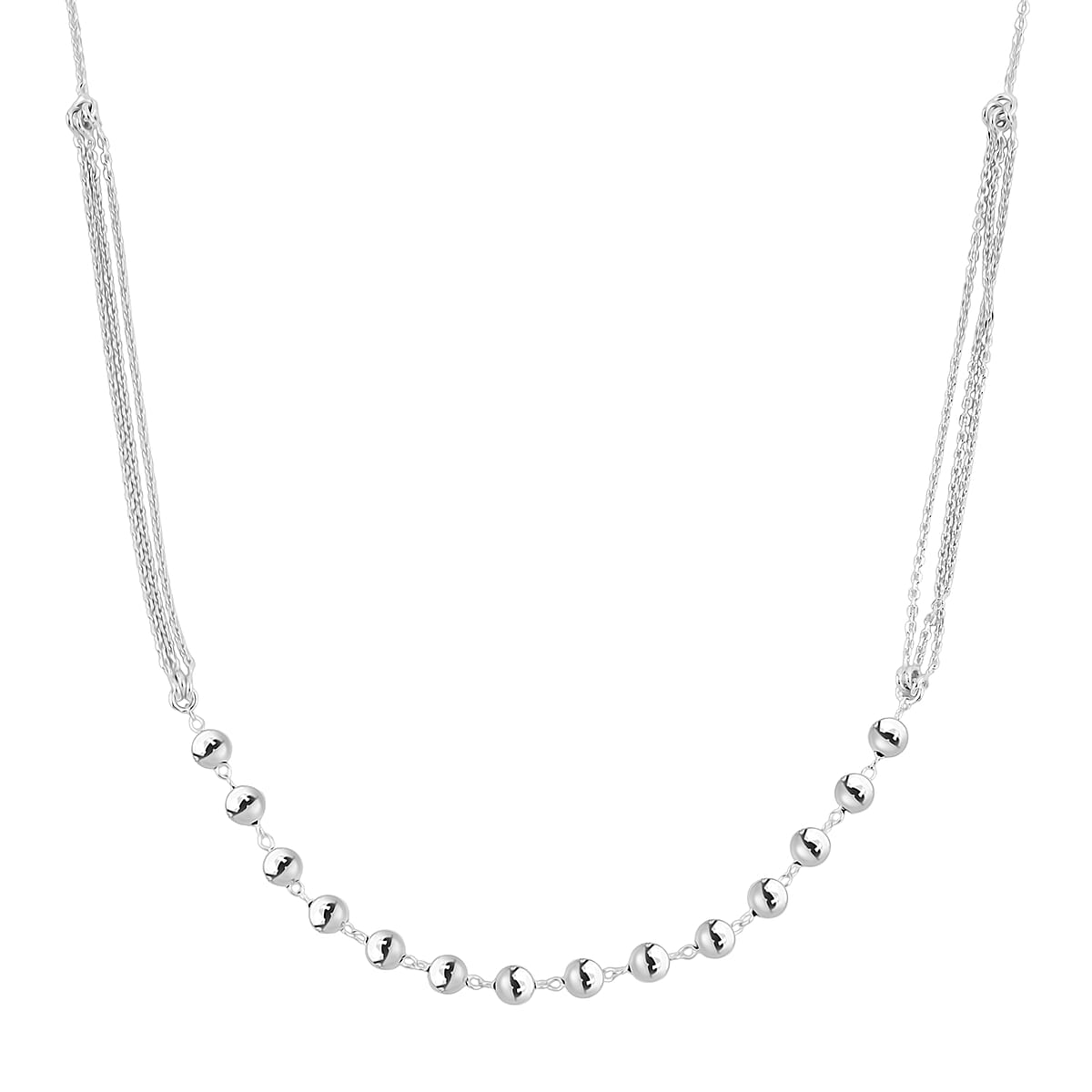 Sterling Silver Beaded Link Chain Necklace 24 Inches 4 Grams image number 3