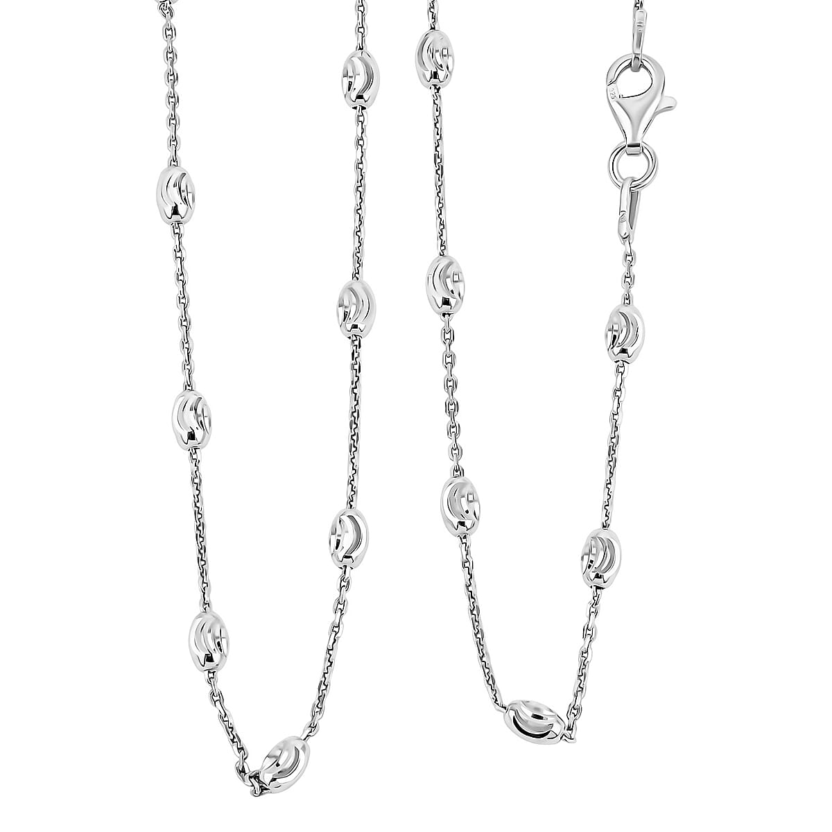 Sterling Silver Over the Moon Necklace 18 Inches 4.3 Grams image number 0