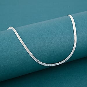 Sterling Silver Criss Cross Herringbone Chain Necklace (18 Inches) (3.40 Grams)