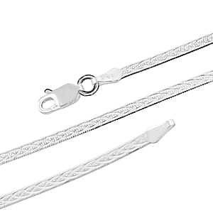 Sterling Silver Criss Cross Herringbone Chain Necklace (18 Inches) (3.40 Grams)
