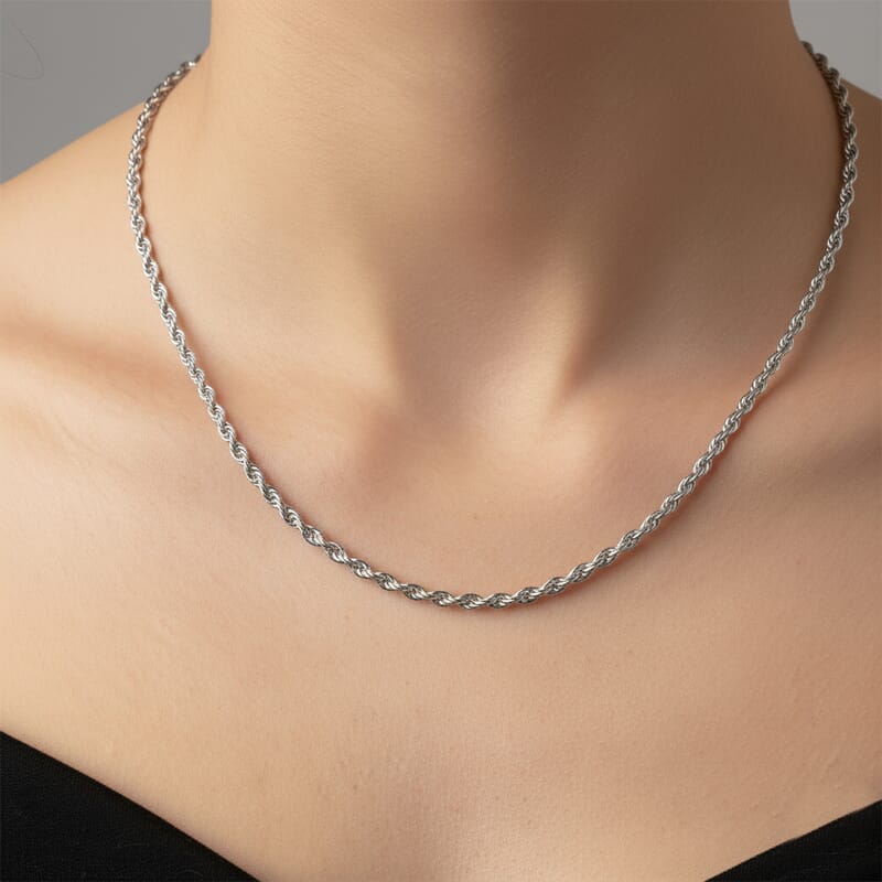 Sterling Silver Rope Necklace 22 Inches 5.9 Grams