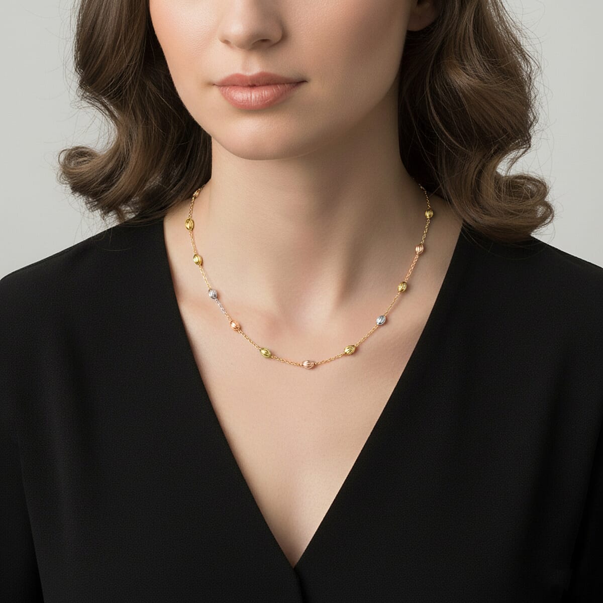 14K YRG Over and Sterling Silver Over the Moon Necklace 18 Inches 4.30 Grams image number 2