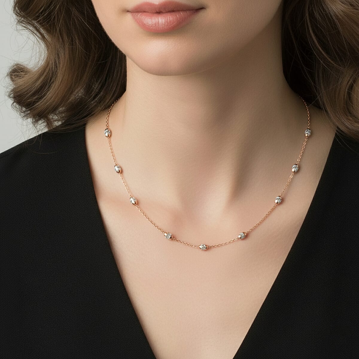 14K Rose Gold Over Sterling Silver Over the Moon Necklace 18 Inches 4.30 Grams image number 2