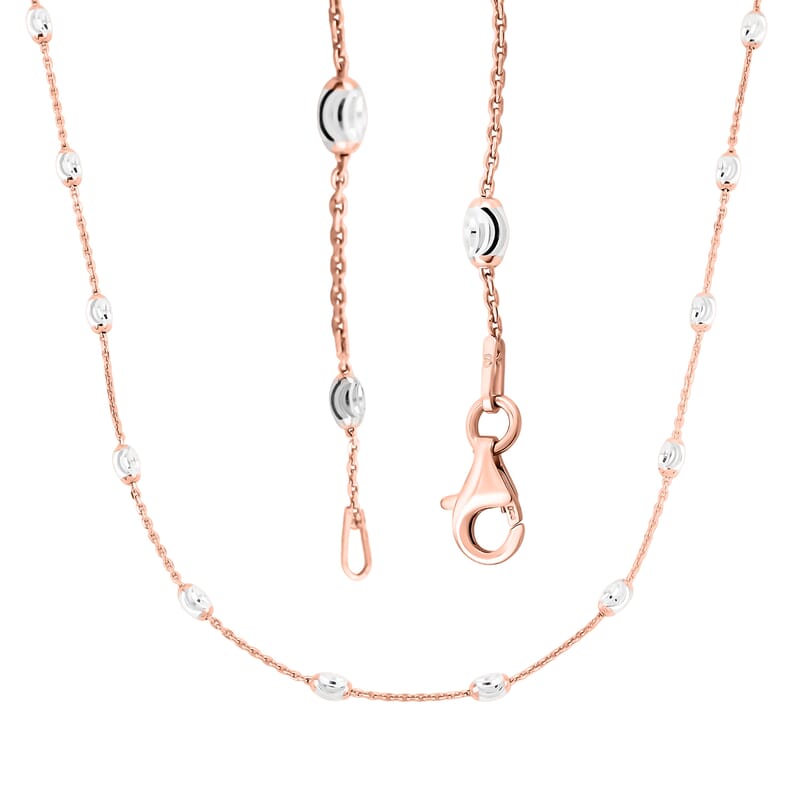 14K Rose Gold Over Sterling Silver Over the Moon Necklace 18 Inches 4.30 Grams