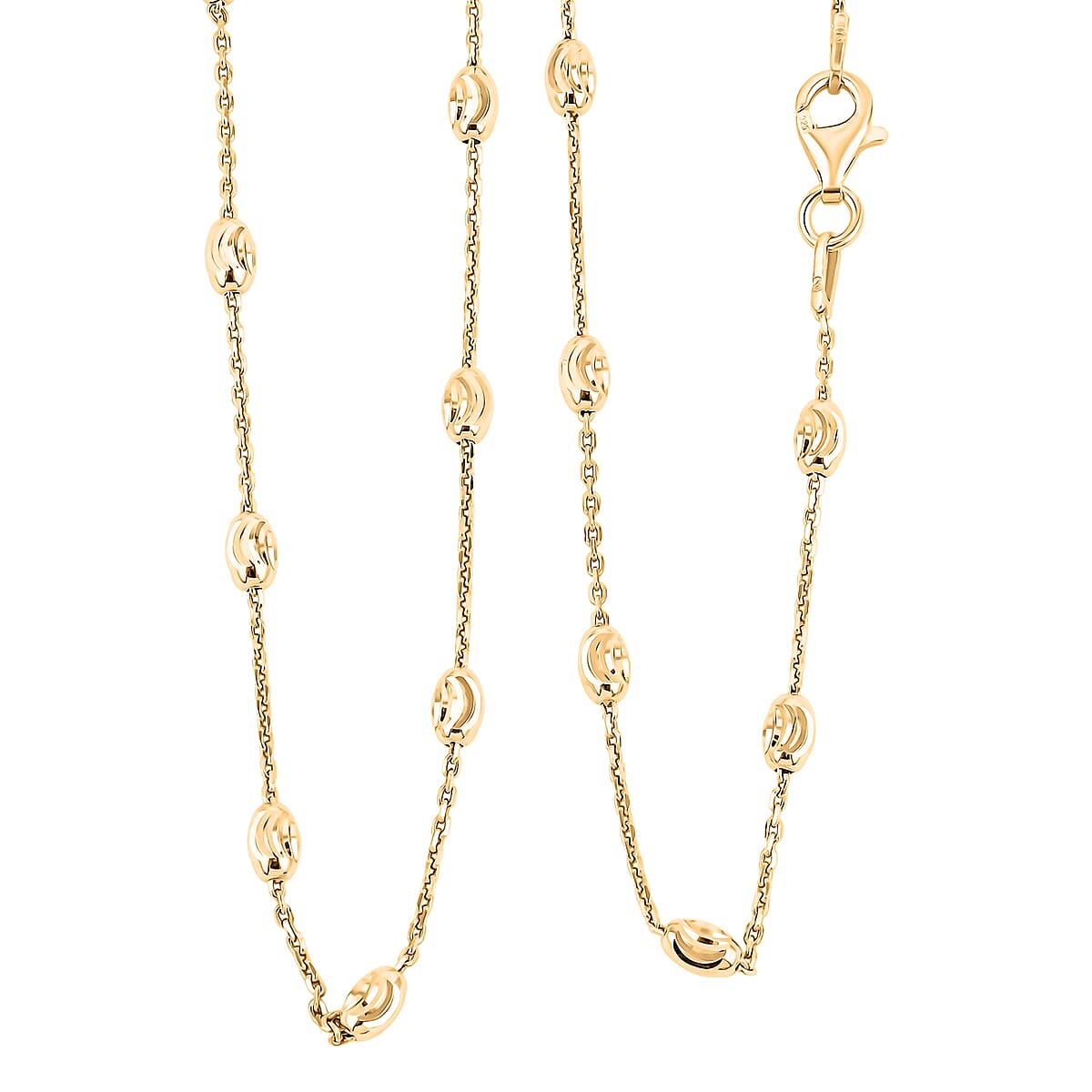 14K Yellow Gold Over Sterling Silver Over the Moon Necklace 18 Inches 4.3 Grams image number 0