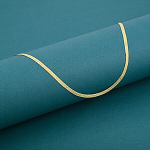 14K YG Over Sterling Silver Criss Cross Herringbone Chain Necklace (18 Inches) (3.40 Grams)