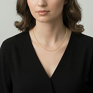 14K YG Over Sterling Silver Criss Cross Herringbone Chain Necklace (18 Inches) (3.40 Grams)