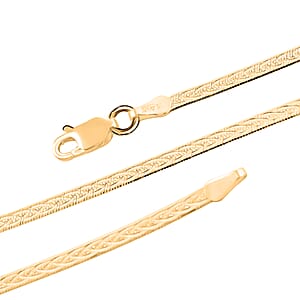 14K YG Over Sterling Silver Criss Cross Herringbone Chain Necklace (18 Inches) (3.40 Grams)