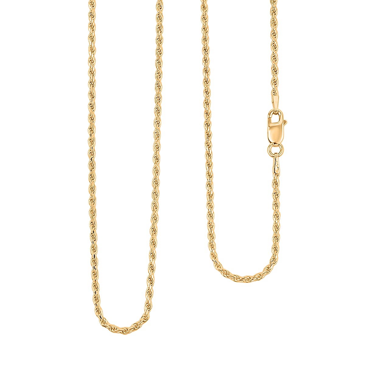 14K Yellow Gold Over Sterling Silver Rope Necklace 22 Inches 5.9 Grams image number 0