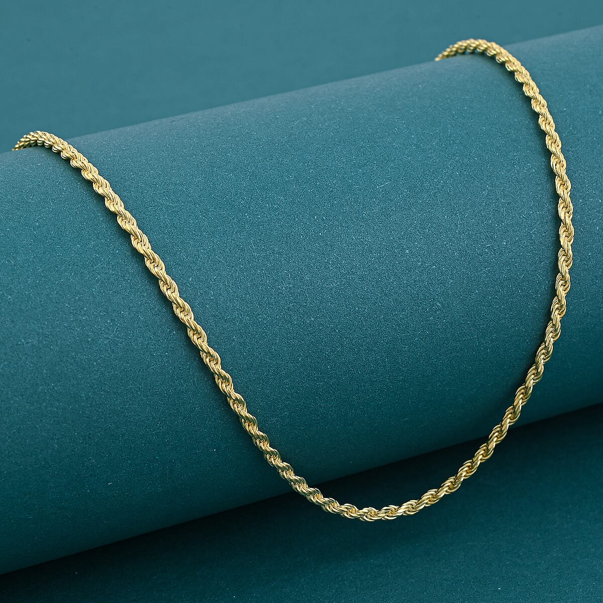 14K Yellow Gold Over Sterling Silver Rope Necklace 22 Inches 5.9 Grams image number 1