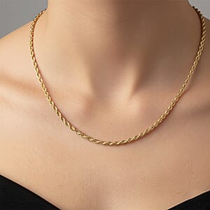 14K Yellow Gold Over Sterling Silver Rope Necklace 22 Inches 5.9 Grams