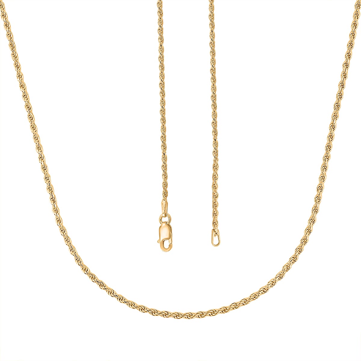 14K Yellow Gold Over Sterling Silver Rope Necklace 22 Inches 5.9 Grams image number 4