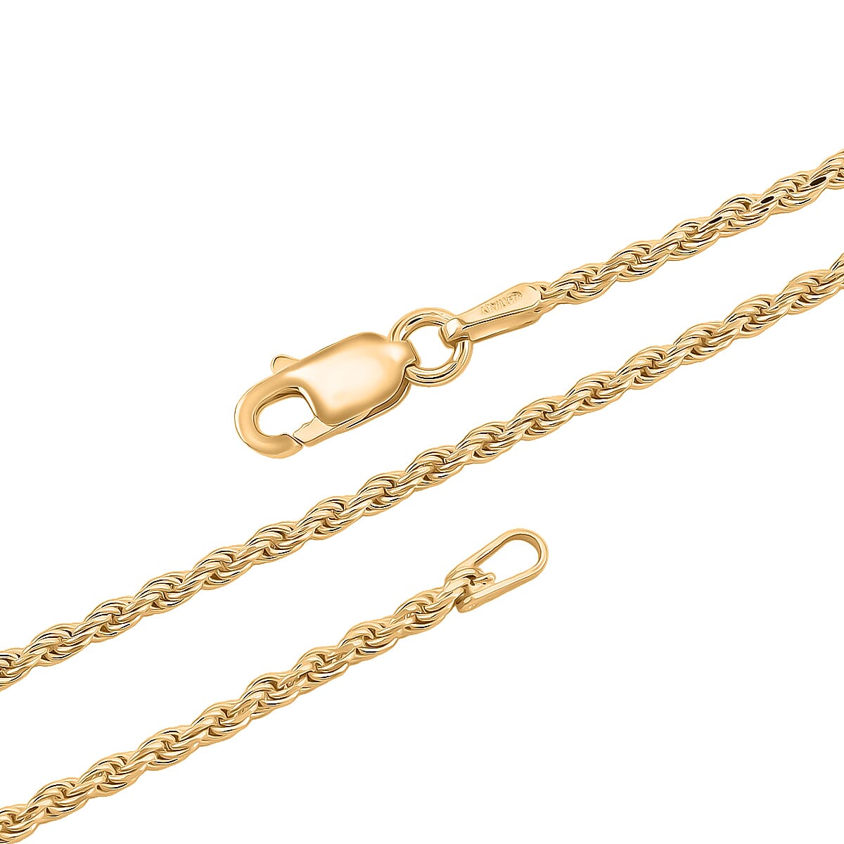 14K Yellow Gold Over Sterling Silver Rope Necklace 22 Inches 5.9 Grams image number 5